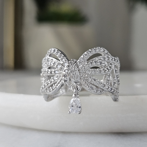 Deluxe Bow ring, 925 Sterling Silver Charmed Aroma Bow Collection - Picture 5 of 9